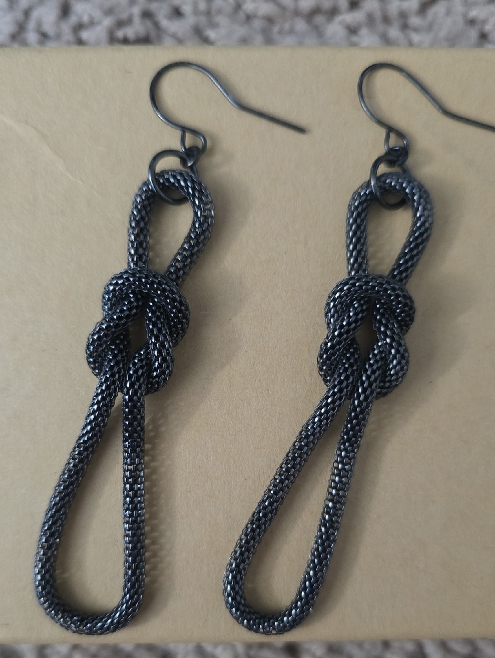 Gunmetal Knot Drop Earrings - Women Jewelry